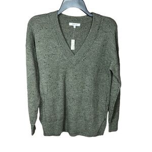 Madewell Sweater Donegal Forest Bartlett V Neck Pullover Green Black Speckled XS
